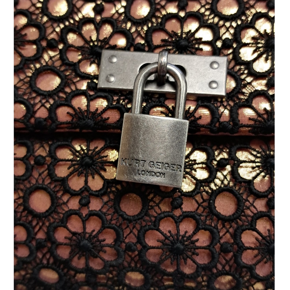 Kurt Geiger Black and Gold Floral Crossbody Bag - Picture 2 of 4